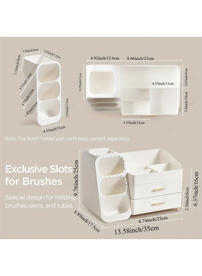 Large Black Makeup Organizer with Brush Holder Vanity Bathroom Countertop Storage - Image 3